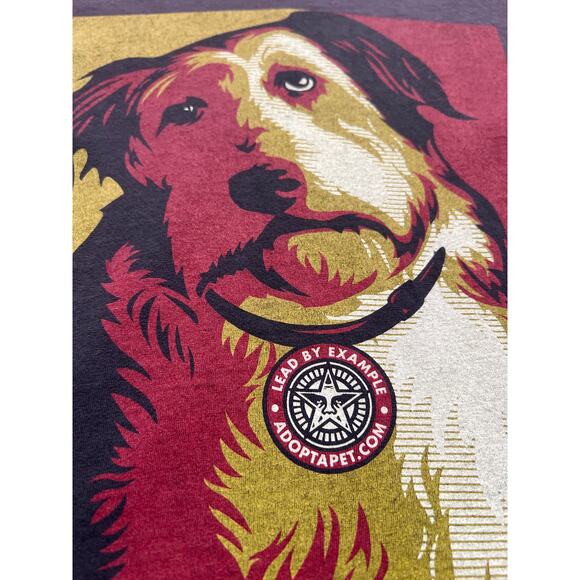 Obey T-Shirt Womens Medium Adopt Gray Short Sleeves Cotton Dog Rescue - Picture 5 of 9